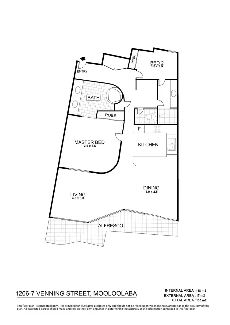 Floorplan of Homely unit listing, 1206/7 Venning Street, Mooloolaba QLD 4557