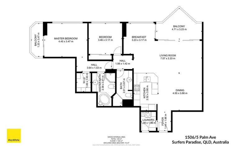 Floorplan of Homely unit listing, 1506/5-19 Palm Avenue, Surfers Paradise QLD 4217