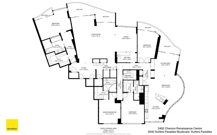 Floorplan of Homely apartment listing, 2452/23 'Chevron Renaissance' Ferny Avenue, Surfers Paradise QLD 4217