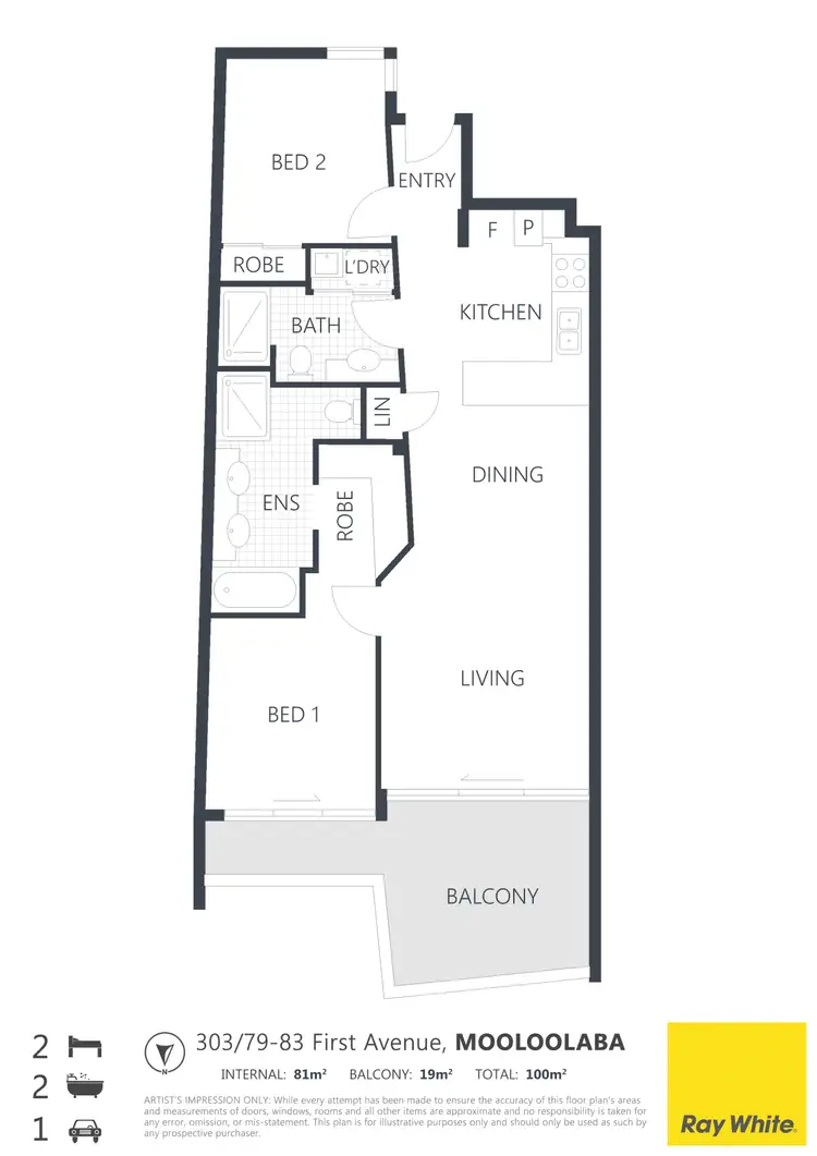 Floorplan of Homely unit listing, 303/79-83 First Avenue, Mooloolaba QLD 4557