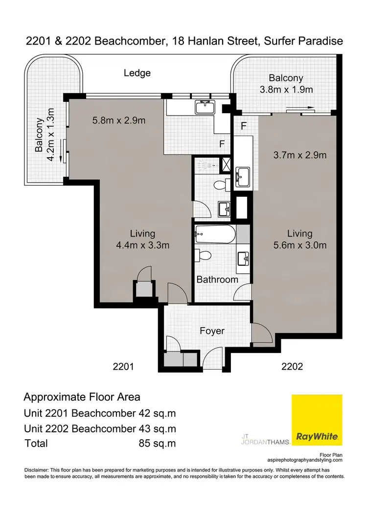 Floorplan of Homely apartment listing, 2201/18 Hanlan Street, Surfers Paradise QLD 4217