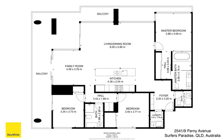 Floorplan of Homely apartment listing, 2541/9 Ferny Avenue, Surfers Paradise QLD 4217