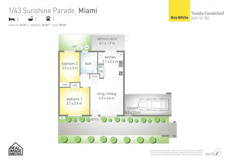 Floorplan of Homely semi-detached listing, 1/43 Sunshine Parade, Miami QLD 4220