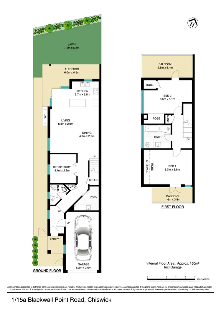 Floorplan of Homely semi-detached listing, 1/15a Blackwall Point Road, Chiswick NSW 2046