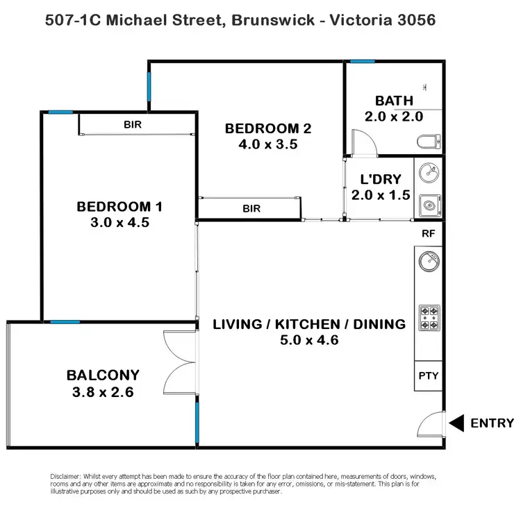 Floorplan of Homely apartment listing, 507/1C Michael Street, Brunswick VIC 3056