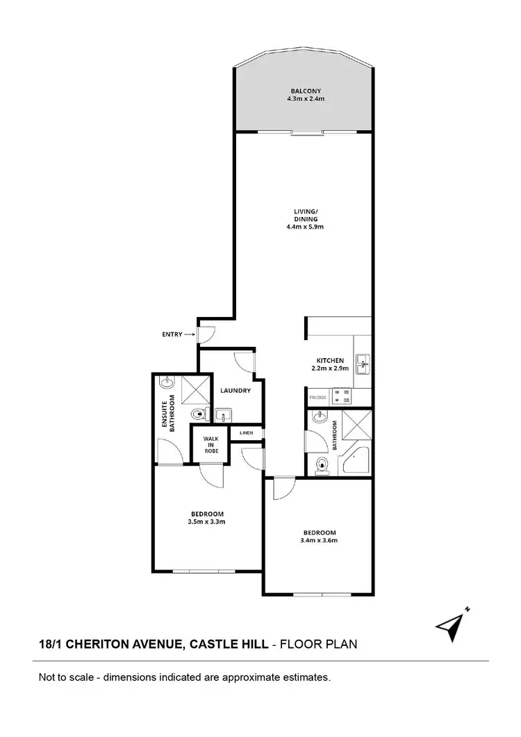 Floorplan of Homely unit listing, 18/1 Cheriton Avenue, Castle Hill NSW 2154