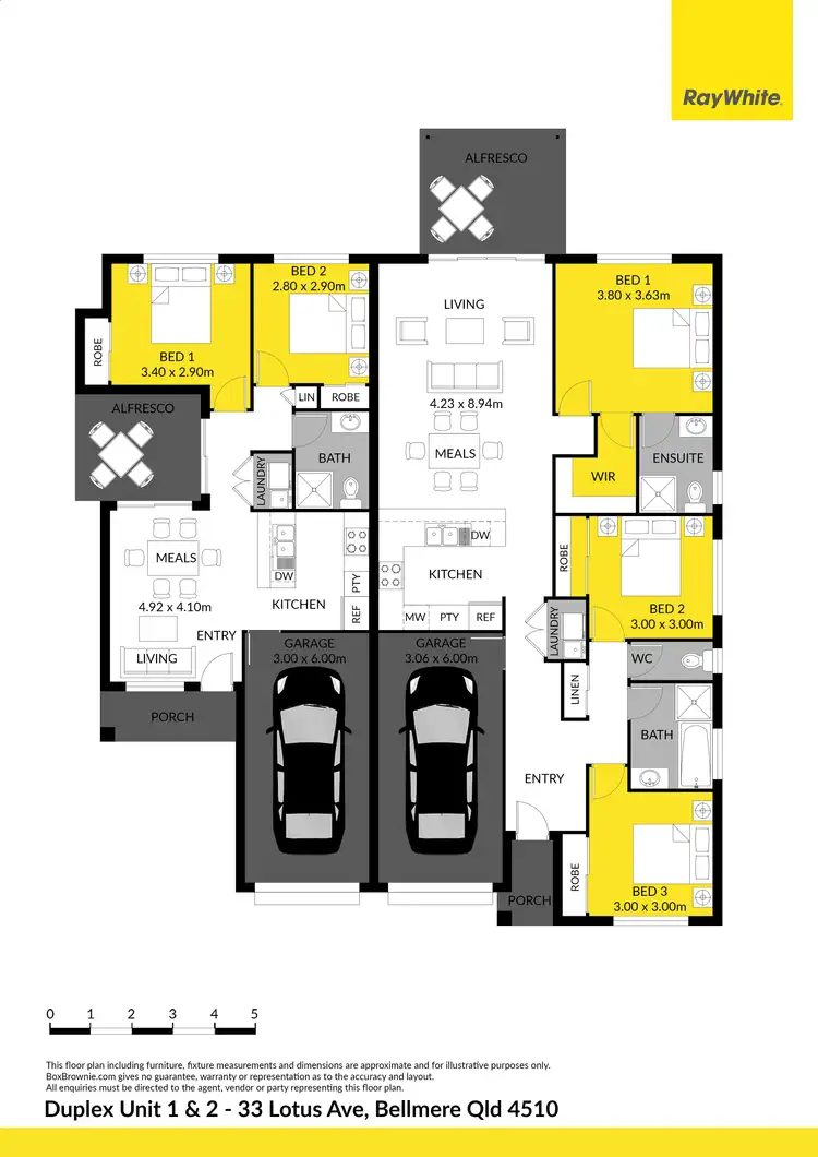 Floorplan of Homely semi-detached listing, 1 & 2/33 Lotus Avenue, Bellmere QLD 4510