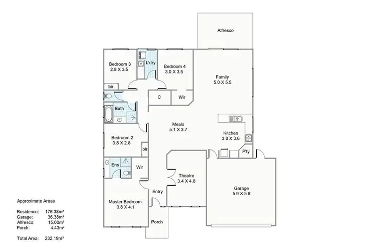 Floorplan of Homely house listing, 2 Wilmot Bend, Madeley WA 6065