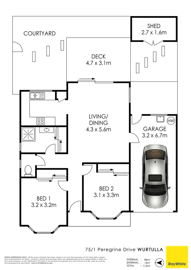 Floorplan of Homely unit listing, Unit 75/1 Peregrine Drive, Wurtulla QLD 4575