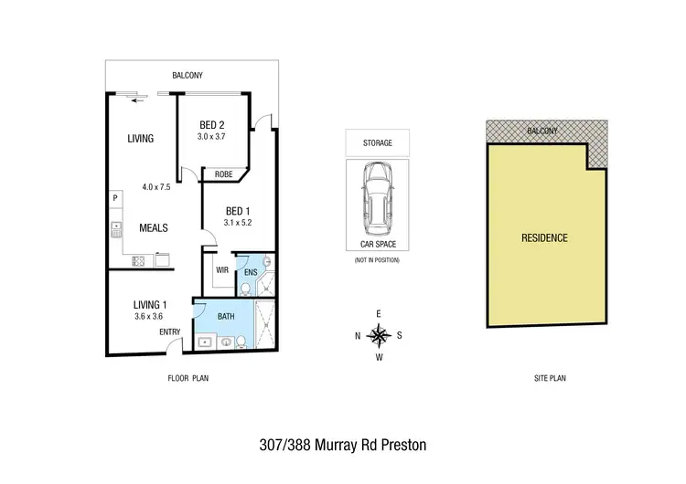 Floorplan of Homely apartment listing, 307/388 Murray Road, Preston VIC 3072