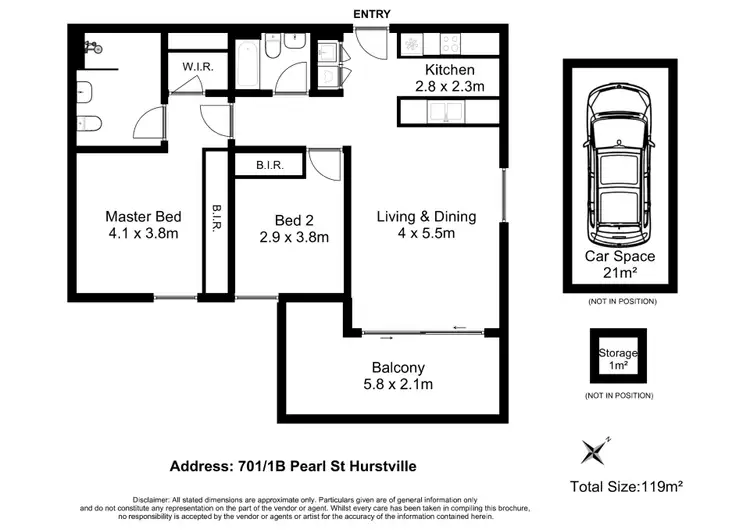 Floorplan of Homely apartment listing, 701/1B Pearl Street, Hurstville NSW 2220