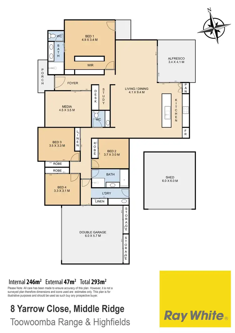 Floorplan of Homely house listing, 8 Yarrow Close, Middle Ridge QLD 4350