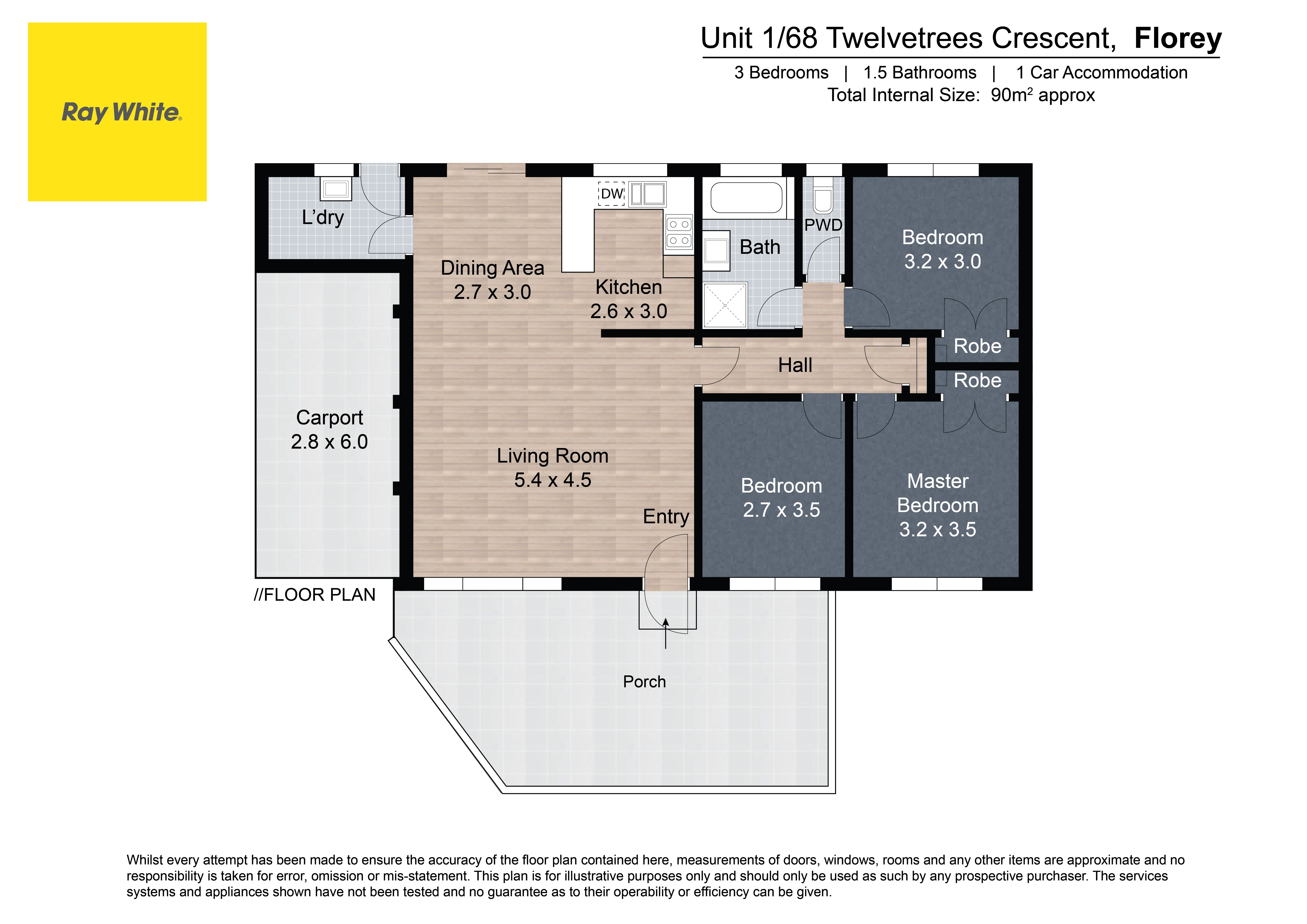 Floorplan of Homely semi-detached listing, 1/68 Twelvetrees Crescent, Florey ACT 2615