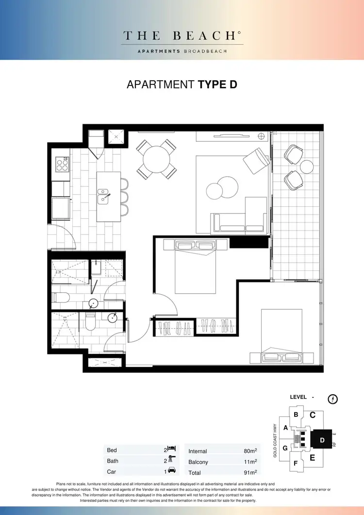 Floorplan of Homely unit listing, 1304 Avani 2663 Gold Coast Highway, Broadbeach QLD 4218