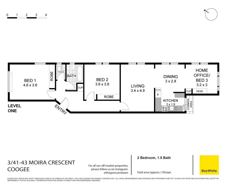 Floorplan of Homely apartment listing, 3/41-43 Moira Crescent, Coogee NSW 2034