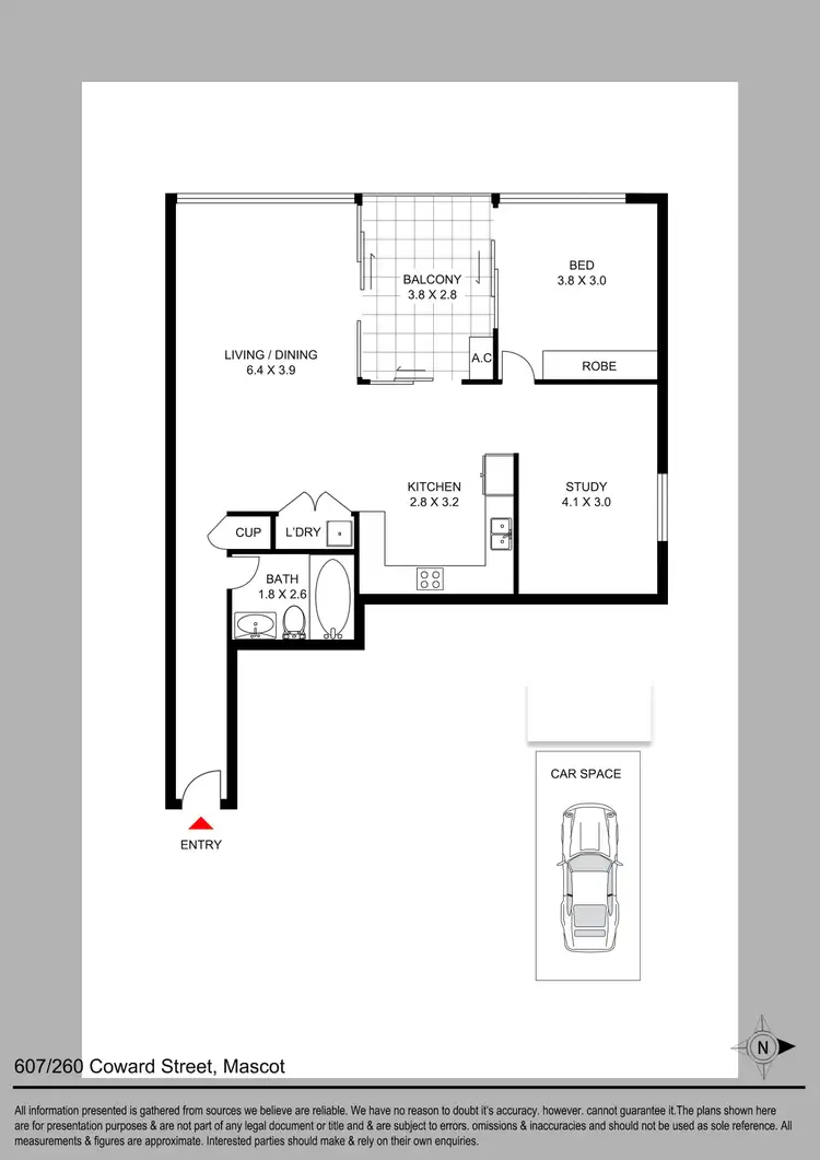 Floorplan of Homely apartment listing, 607/260 Coward Street, Mascot NSW 2020