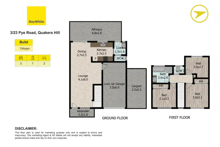 Floorplan of Homely townhouse listing, 3/23 PYE Road, Quakers Hill NSW 2763