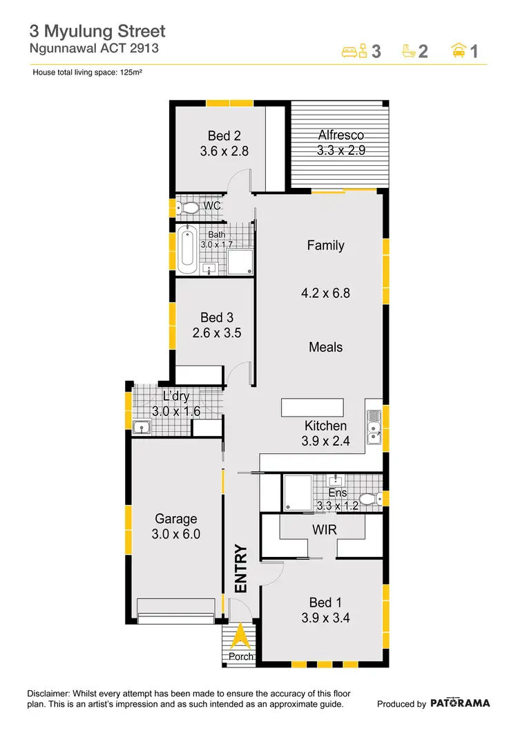 Floorplan of Homely house listing, 3 Myulung Street, Ngunnawal ACT 2913
