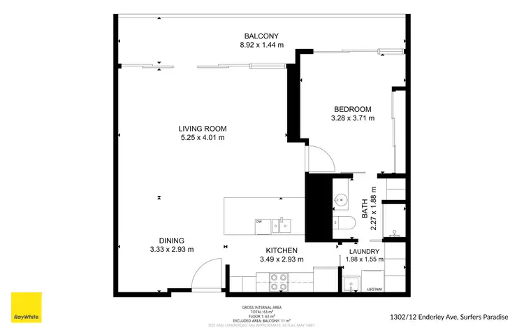 Floorplan of Homely apartment listing, 1302/12 Enderley Avenue, Surfers Paradise QLD 4217