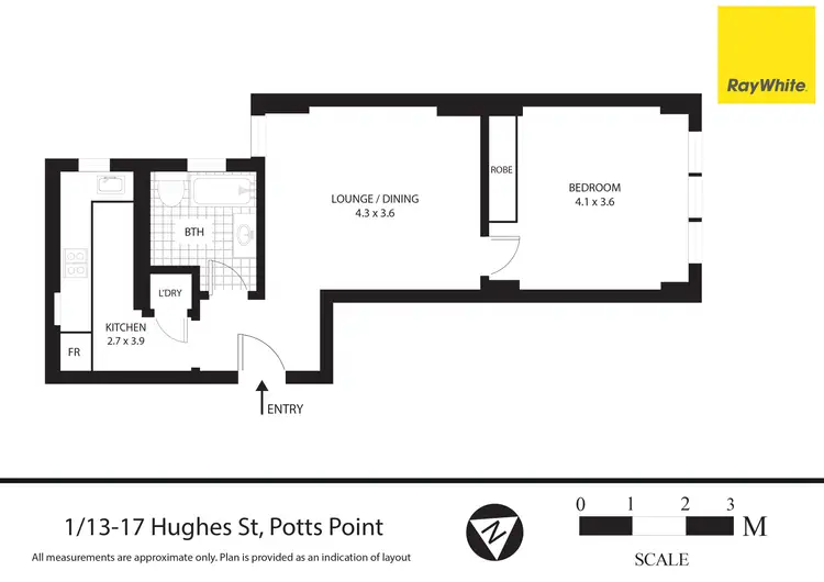 Floorplan of Homely apartment listing, 1/13 Hughes Street, Potts Point NSW 2011