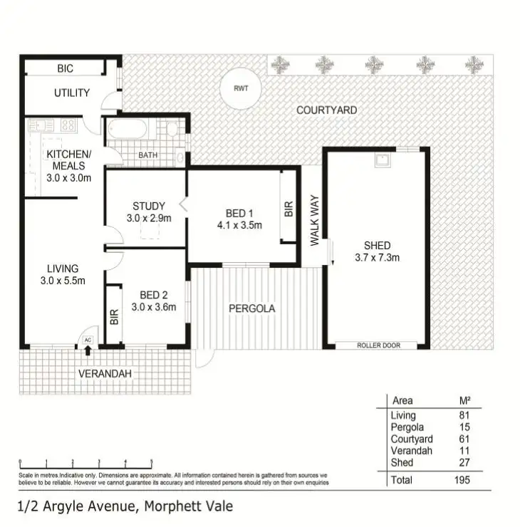 Floorplan of Homely unit listing, 1/2 Argyle Avenue, Morphett Vale SA 5162