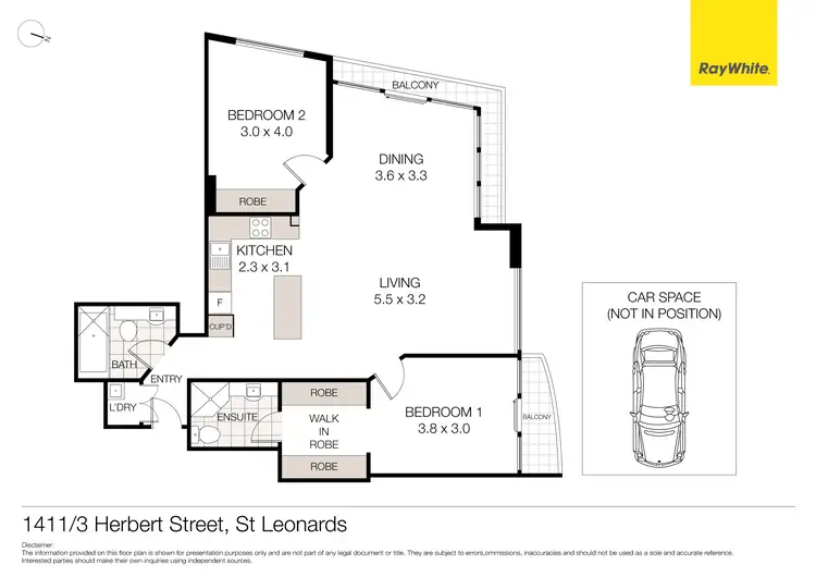 Floorplan of Homely unit listing, 1411/3 Herbert Street, St Leonards NSW 2065