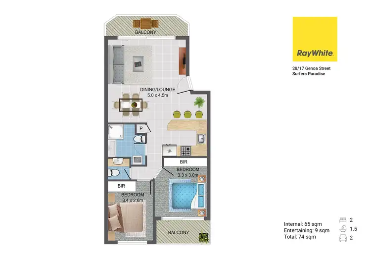 Floorplan of Homely apartment listing, 28/17 Genoa Street, Surfers Paradise QLD 4217