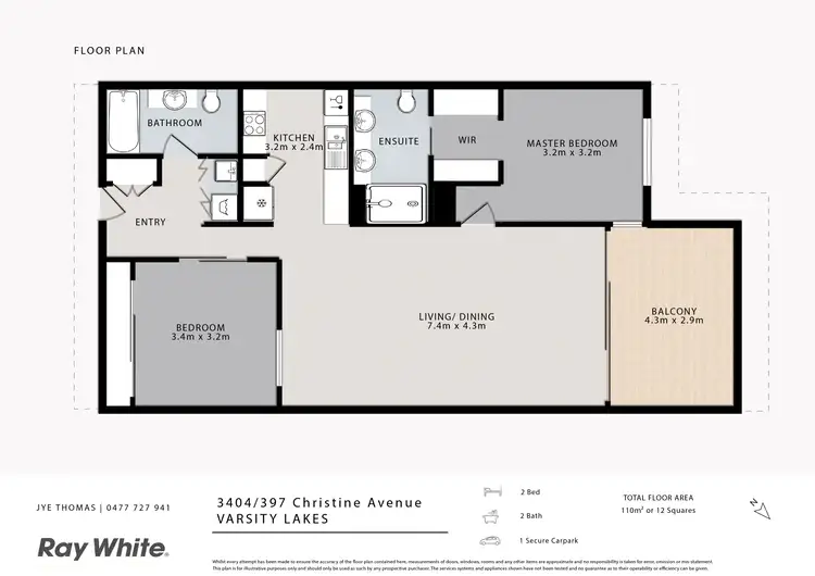 Floorplan of Homely unit listing, 3404/397 Christine Avenue, Varsity Lakes QLD 4227