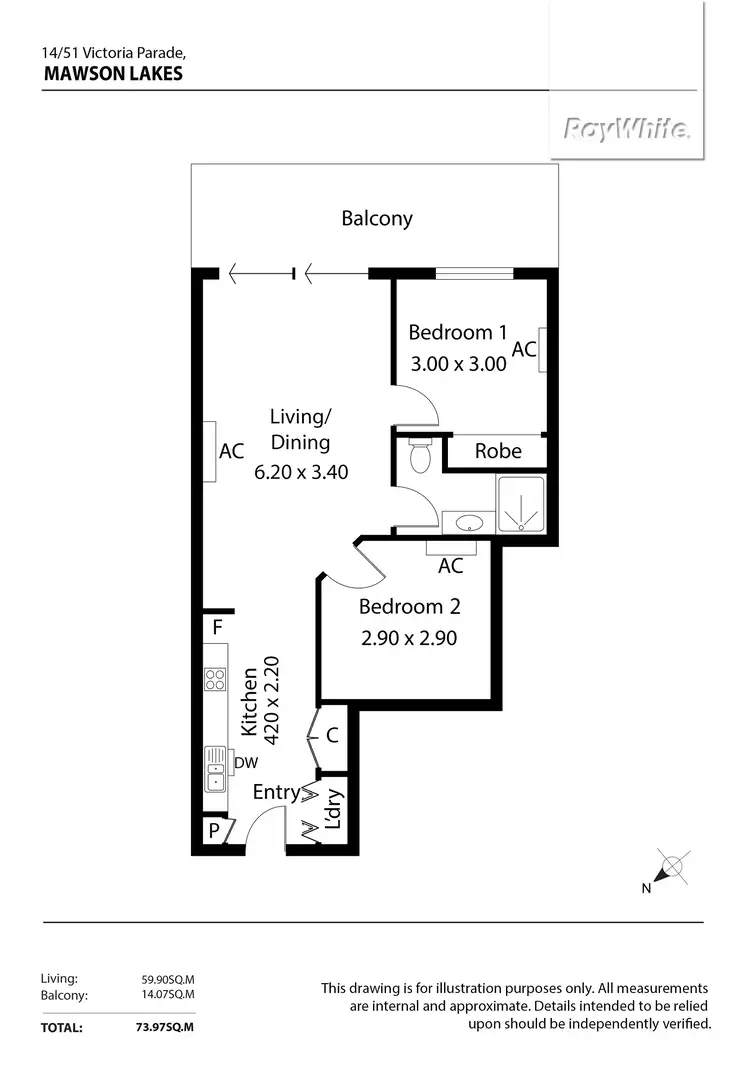 Floorplan of Homely apartment listing, 14/51 Victoria Parade, Mawson Lakes SA 5095