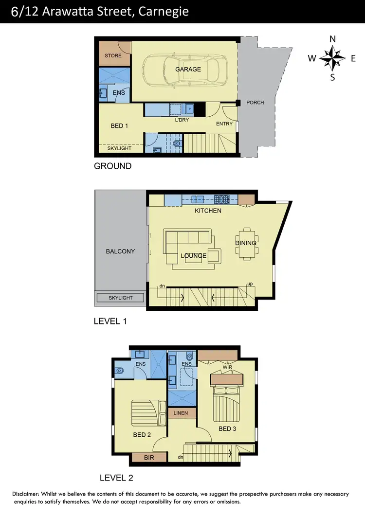 Floorplan of Homely townhouse listing, 6/12 Arawatta Street, Carnegie VIC 3163