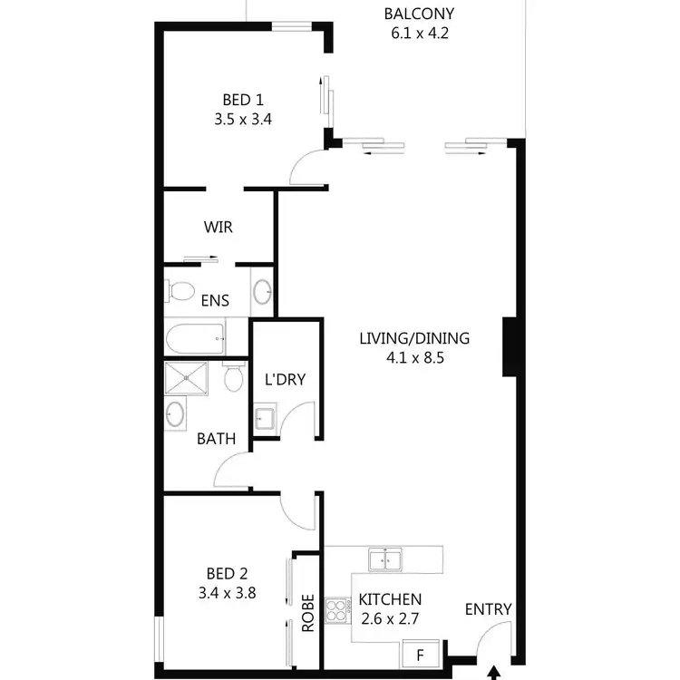 Floorplan of Homely unit listing, 102/3 Melton Terrace, Townsville City QLD 4810