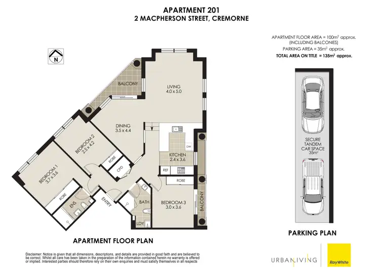 Floorplan of Homely apartment listing, 201/2 Macpherson Street, Cremorne NSW 2090