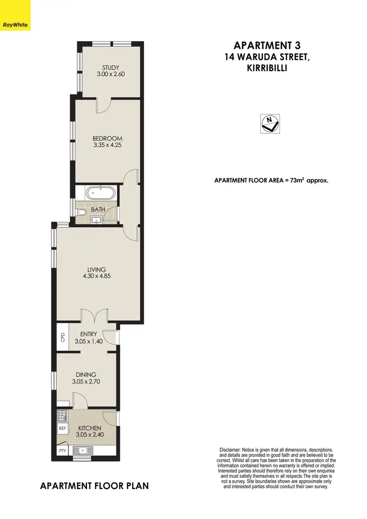 Floorplan of Homely apartment listing, 3/14 Waruda Street, Kirribilli NSW 2061