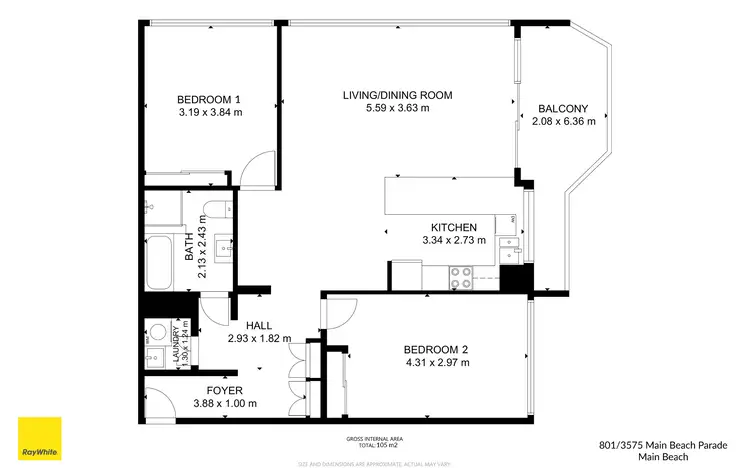 Floorplan of Homely apartment listing, 801/3575 Main Beach Parade, Main Beach QLD 4217