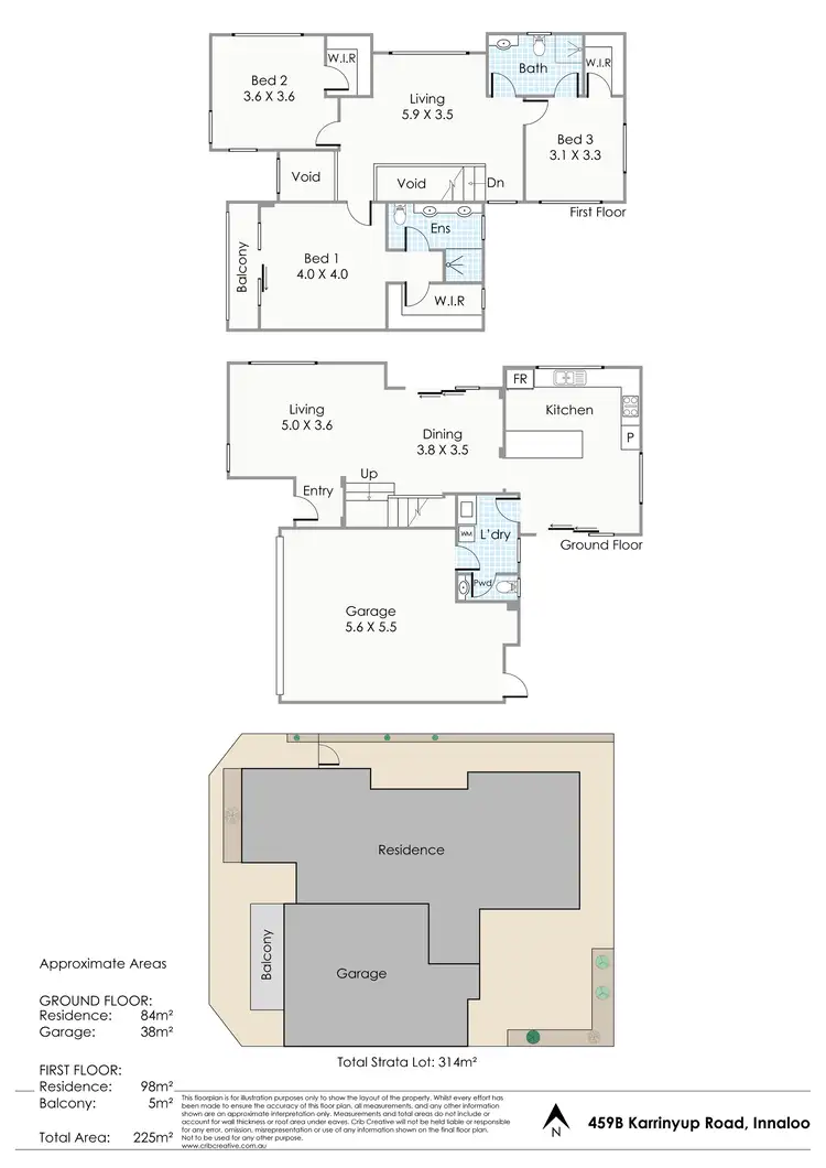 Floorplan of Homely townhouse listing, 459B Karrinyup Road, Innaloo WA 6018