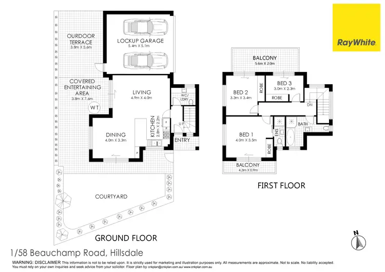 Floorplan of Homely townhouse listing, 1/58 Beauchamp Road, Hillsdale NSW 2036