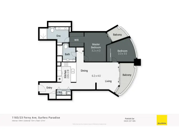 Floorplan of Homely apartment listing, 1183/23 Ferny Avenue, Surfers Paradise QLD 4217