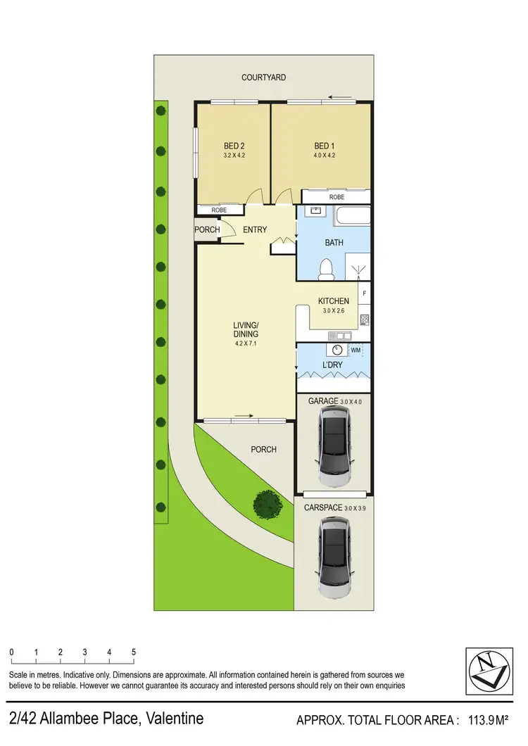 Floorplan of Homely semi-detached listing, 2/42 Allambee Place, Valentine NSW 2280