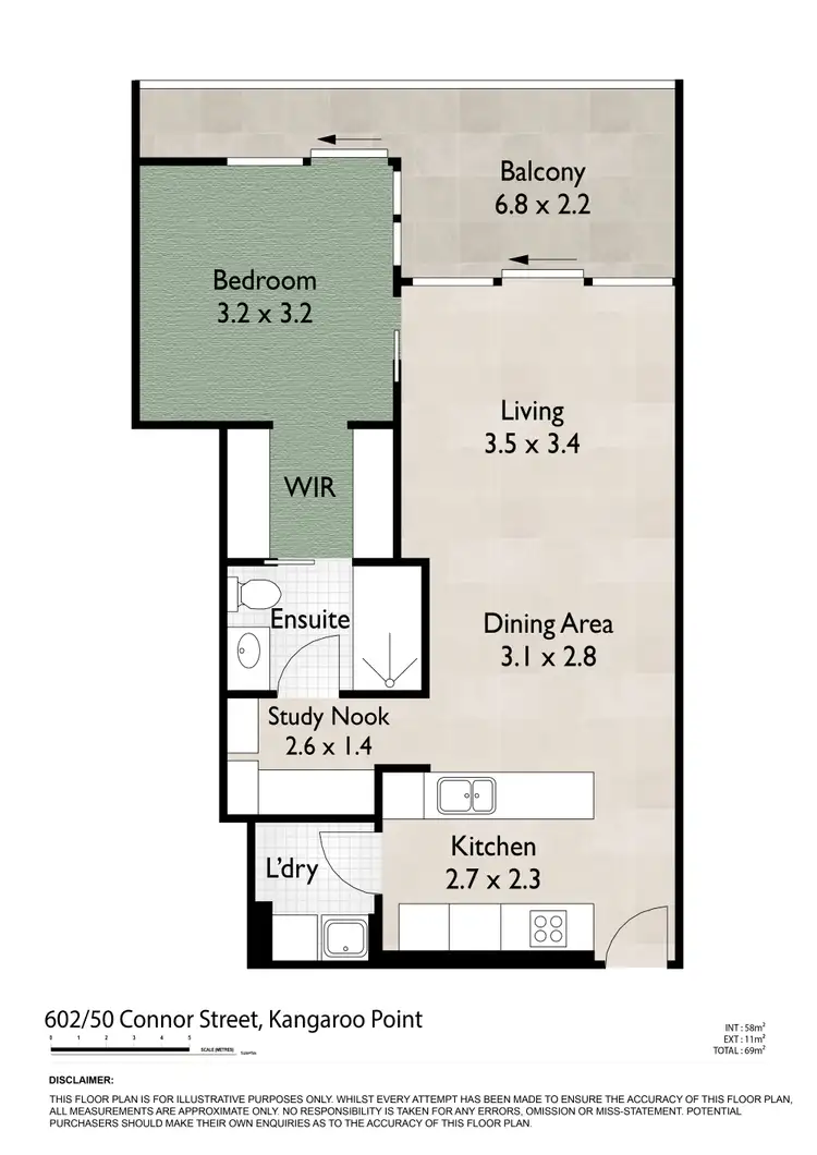 Floorplan of Homely unit listing, 602/50 Connor Street, Kangaroo Point QLD 4169