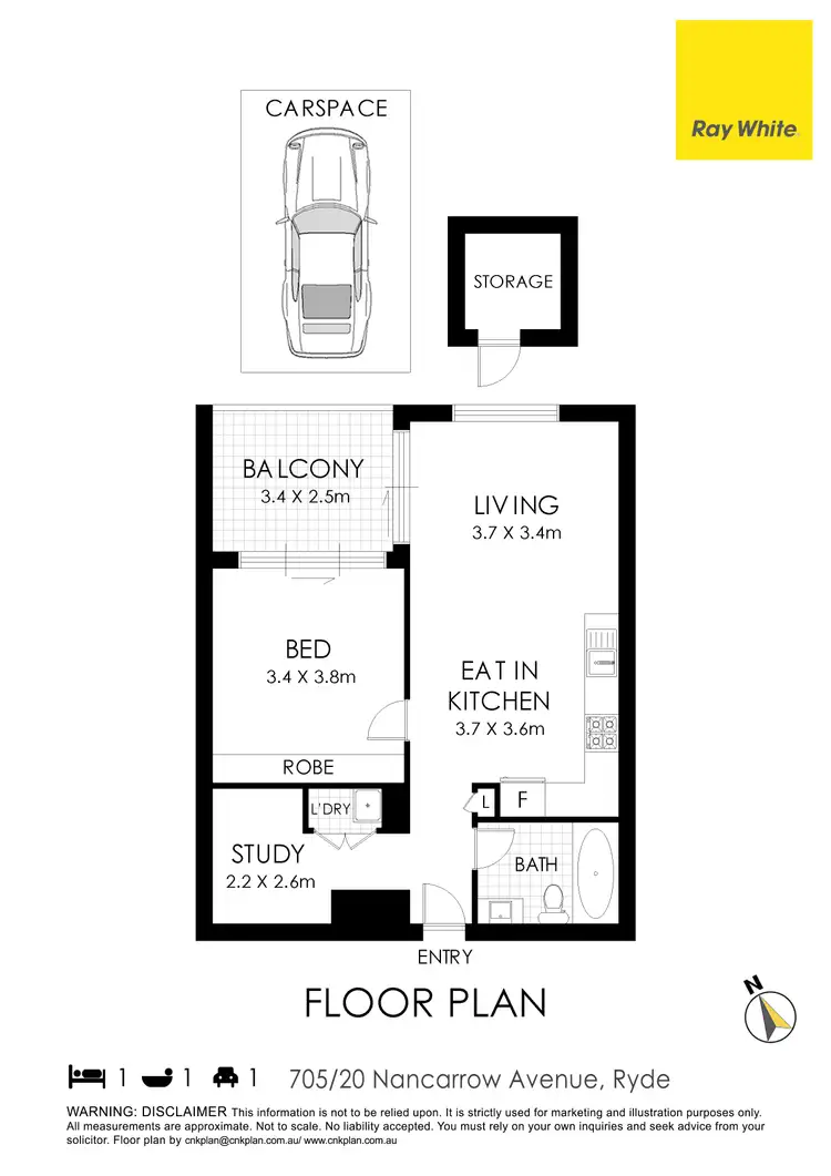 Floorplan of Homely apartment listing, 705/20 Nancarrow Avenue, Meadowbank NSW 2114