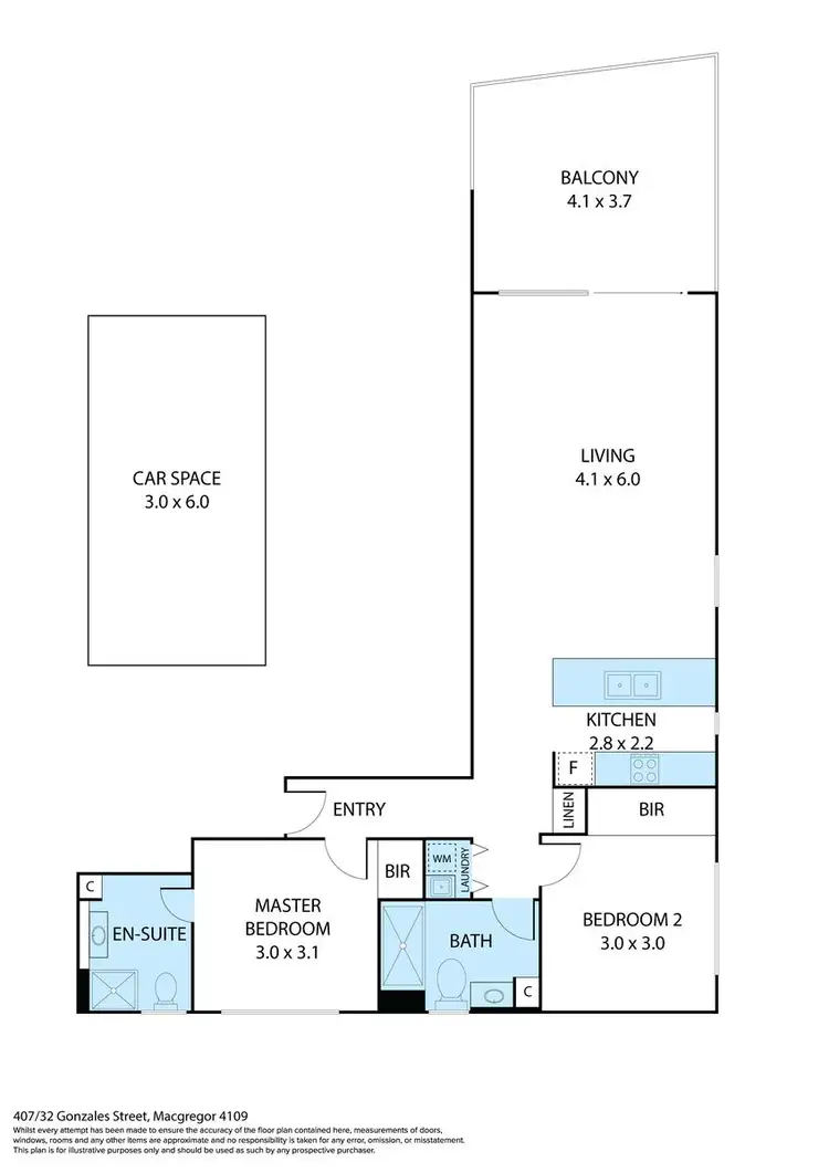 Floorplan of Homely unit listing, 407/32 Gonzales Street, Macgregor QLD 4109