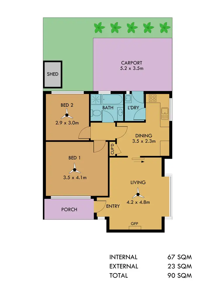 Floorplan of Homely unit listing, 1/73 Bower Street, Woodville SA 5011