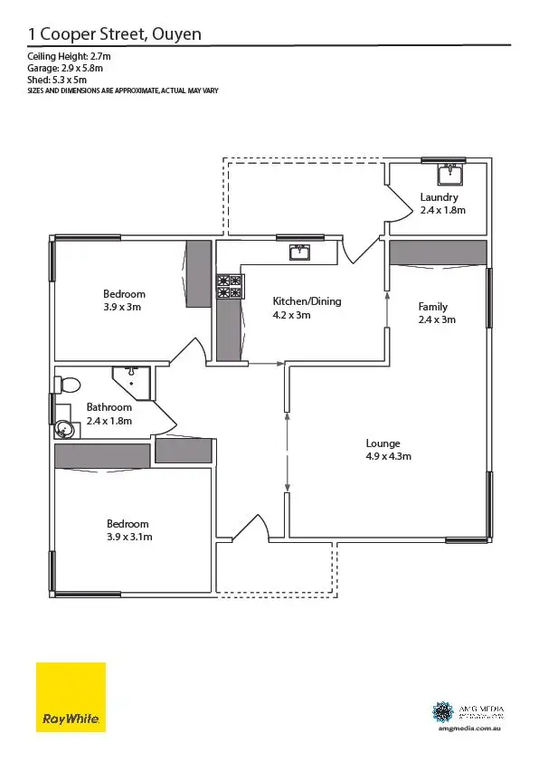 Floorplan of Homely house listing, 1 Cooper Street, Ouyen VIC 3490