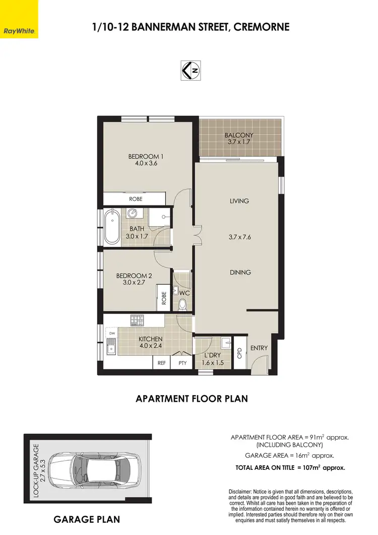 Floorplan of Homely apartment listing, 1/10-12 Bannerman Street, Cremorne NSW 2090