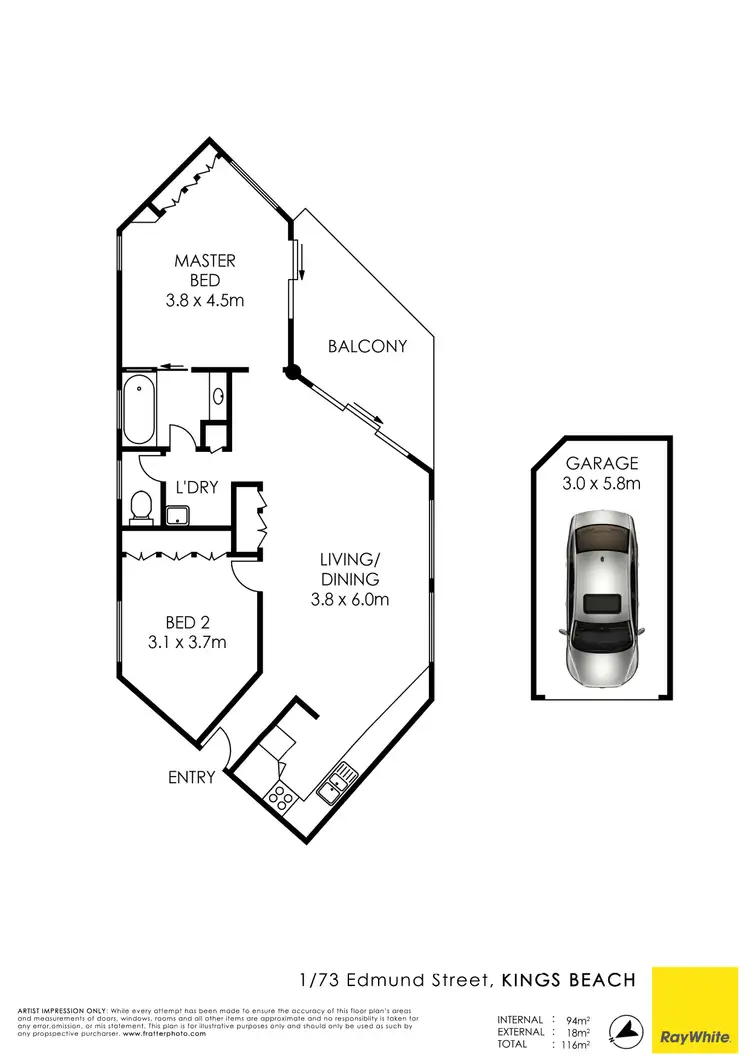 Floorplan of Homely unit listing, Unit 1/73 Edmund Street, Kings Beach QLD 4551