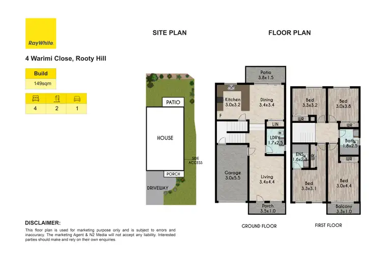 Floorplan of Homely townhouse listing, 4 Warimi Close, Rooty Hill NSW 2766