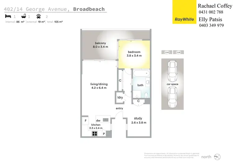 Floorplan of Homely apartment listing, 402/14 George Avenue, Broadbeach QLD 4218