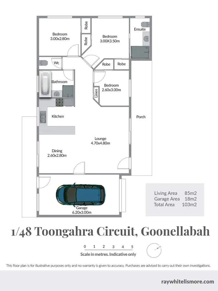 Floorplan of Homely unit listing, 1/48 Toongahra Circuit, Goonellabah NSW 2480