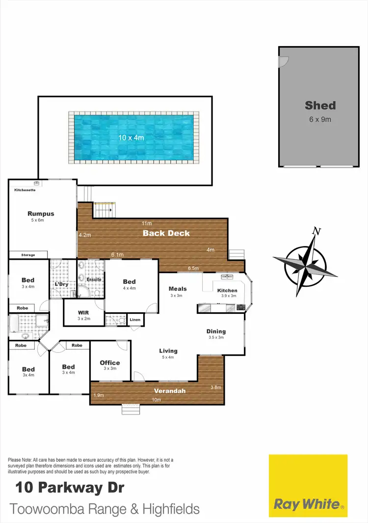 Floorplan of Homely house listing, 10 Parkway Drive, Highfields QLD 4352