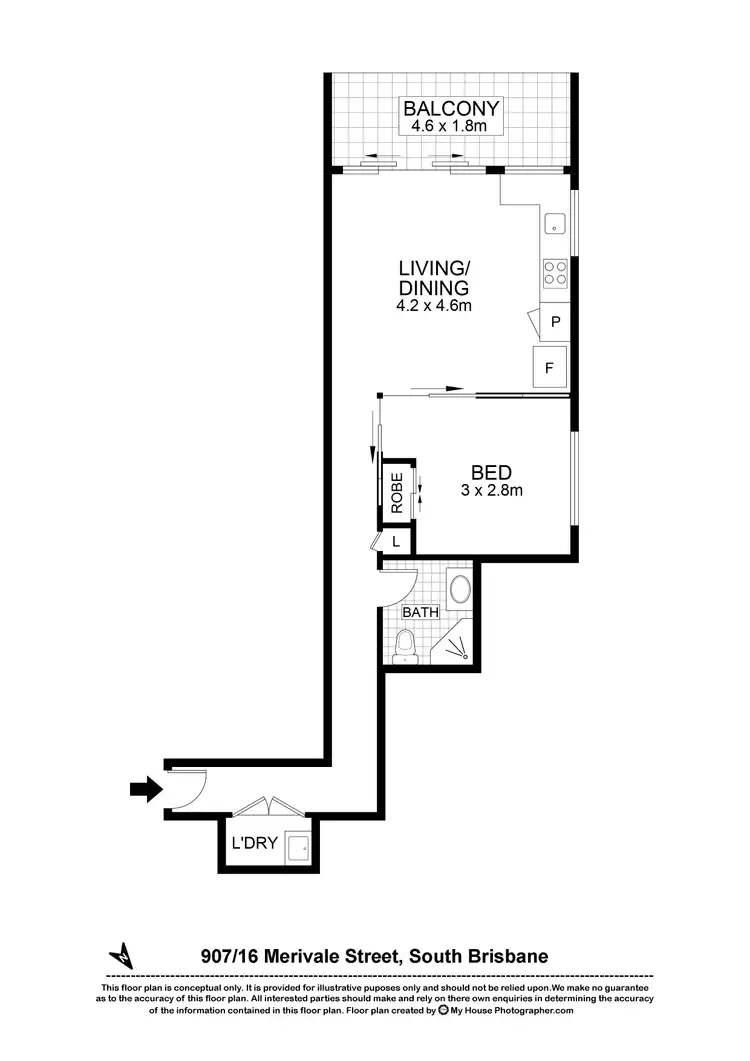 Floorplan of Homely apartment listing, 907/16 Merivale Street, South Brisbane QLD 4101